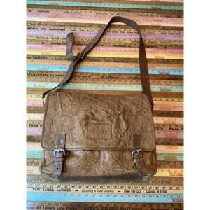 Vintage COLE HAAN Leather Messenger Bag Unisex Laptop Shoulder $399 Distress